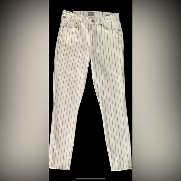 Citizens of Humanity white stripe Rocket Crop High rise ankle skinny jeans 25 XS - Picture 3 of 10